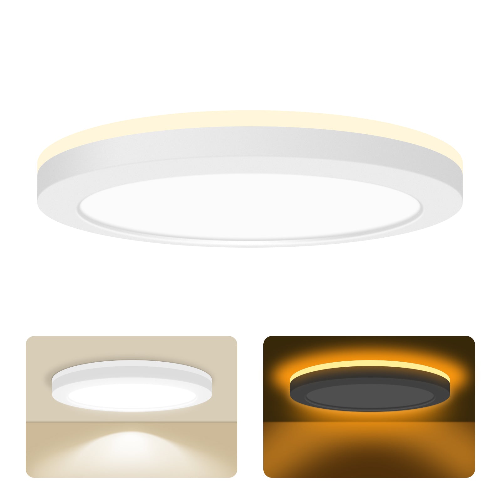 Flush Mount Ceiling Light with Night Light 7 Inch 12W 700 Lumens