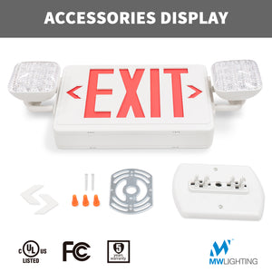 Led Exit sign Emergency Light with Battery Backup ,UL Listed ,Commercial Emergency Lights Combo