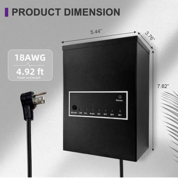 100W Low Voltage Transformer with Photocell | 12V AC Outdoor Landscape Lighting Transformer