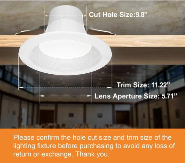 4"/6"/8"/10"/12"  Round Baffle Trim Commercial Can-less Downlight