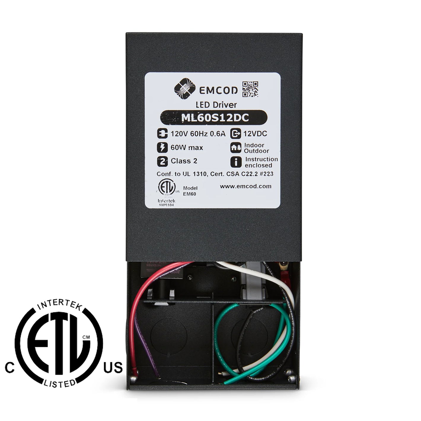 EMCOD ML Series Transformer, magnetic LED driver, 120Vac input/12Vdc output, phase dimmable