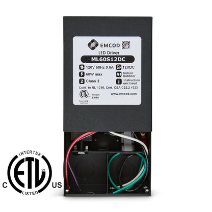 EMCOD ML Series Transformer, magnetic LED driver, 120Vac input/12Vdc output, phase dimmable