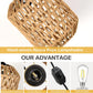 Plug in Pendant Light with LED Bulb, Rattan Hanging Lamp with 16ft Dimmable Cord, Hand Woven Wicker Plug in Chandelier, Boho Hanging Lights Fixture with Plug in Cord for Bedroom Hallway Foyer