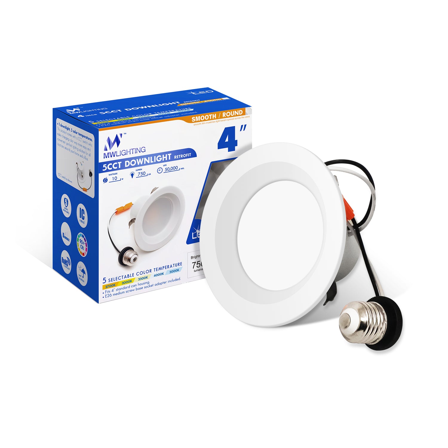 <img src="images/1Pack of 4 Inch Smooth Trim Downlight">