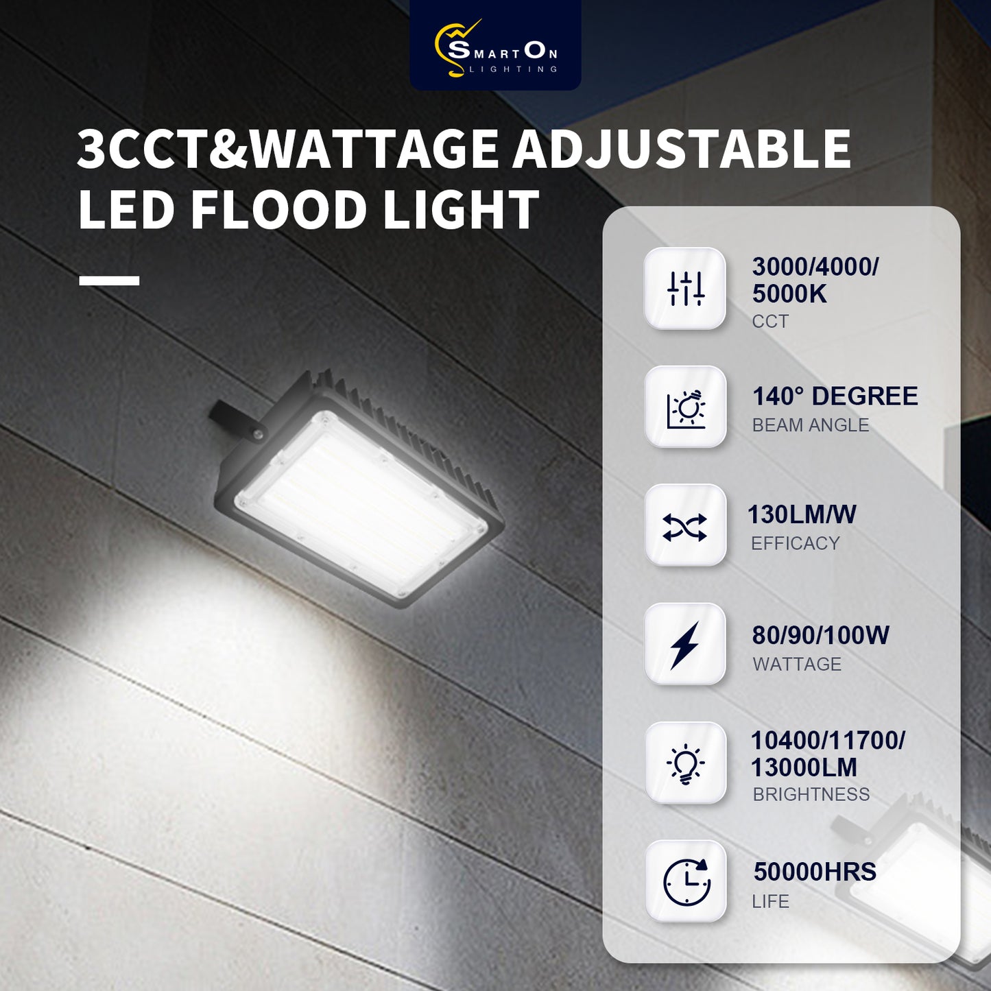 80/90/100W LED Flood Light 5000K/13000Lumens