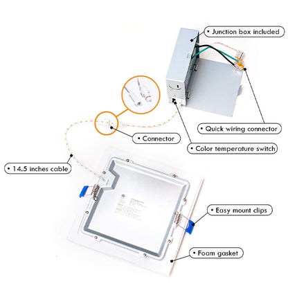 3 Inch Square Flat Trim Canless Ultra Slim Downlight