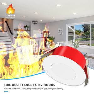 MW Lighting 4 Inch LED Fire Rated Canless Flat Recessed Light | 5CCT Selectable 2700K-5000K | 2 Hours Fire Rating | 850 Lumens | 12W | No Tenmat Needed | Dimmable | IC Rated |