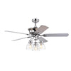 52-in Farmhouse Glass Shade 5-Blade Reversible Ceiling Fan with Light Kit and Remote - 52 Inches For Bedroom ,Living Room - Chrome