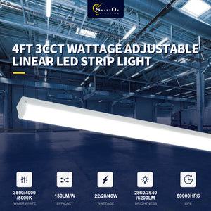 Smarton 4Ft Led Narrow Linear Strip light | 22W/28W/40W | Selectable Wattage & CCT | 2860-5200 Lumens | 120V-277V | 0-10V Dimmable | UL Listed