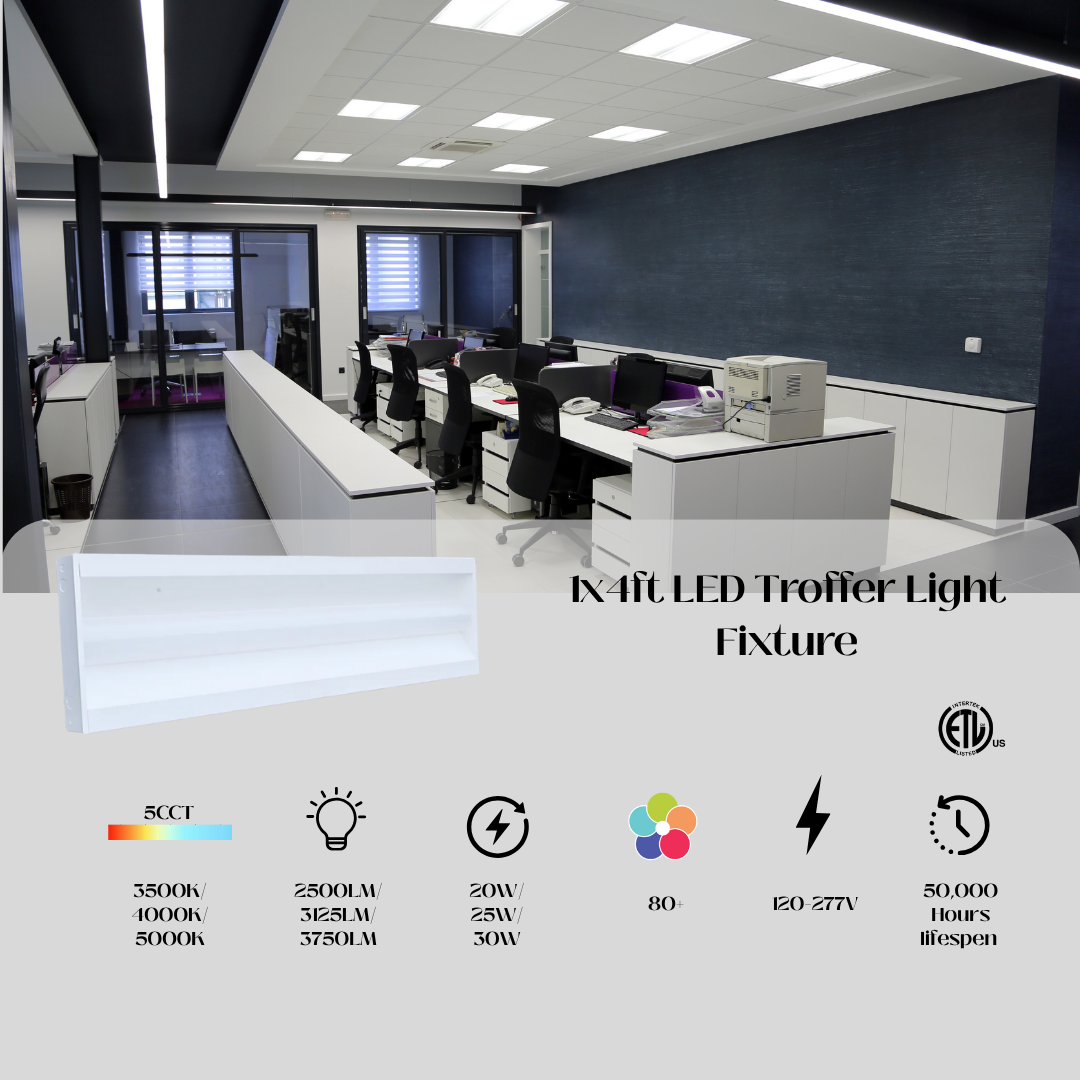 1x4ft LED Troffer Light Fixture