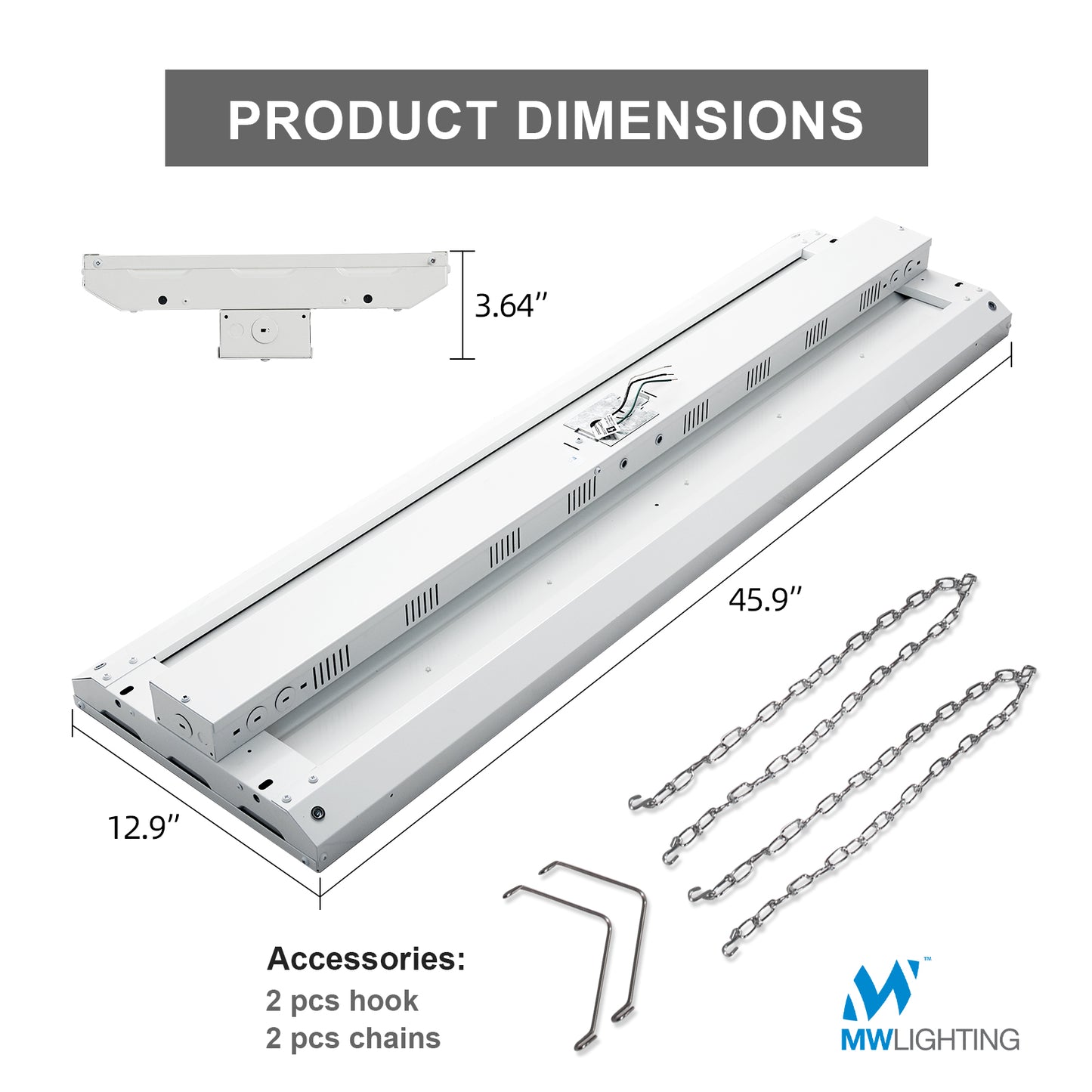 4FT 300W LED Linear Highbay 5000K/40500Lumens