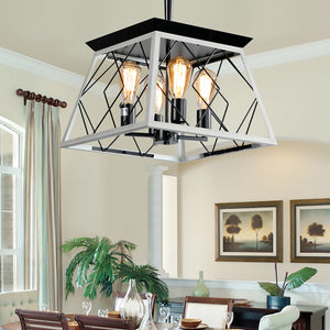 4-Light Farmhouse Chandeliers For Dining Room White(No Bulbs)