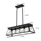 5-Light Farmhouse Chandeliers for Dining Room, Metal Rustic Pendant Island Light Fixture, Modern Rectangular Island Lights for Kitchen, Living Room Pure black(No Bulbs)