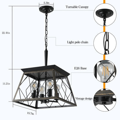 4-Light Vintage Antique Chandelier