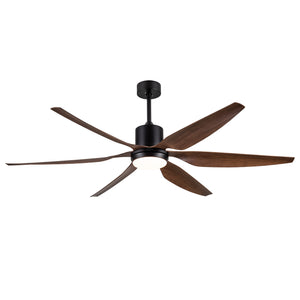 66" Vintage Ceiling Fan Lighting with Brown Blades in Integrated LED
