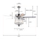 52 Inch Crystal Ceiling Fan , Modern Electrical Fan with 5 Wood Reversible Blades, 4 Bulbs Not Included,Noiseless Reversible AC Motor for Bedroom/Living Room/Study/Patio Home Decoration