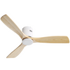 Ceiling Fan Without Light, 3 Solid Wood Blades Outdoor Indoor Ceiling Fan For Living Room  - 52inch White