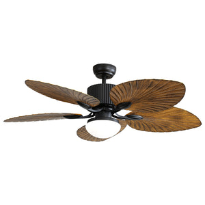 48 Inch Tropical Ceiling Fan With 3 Speed Wind 3 Color Dimmable Led Light Remote Control Reversible AC Motor