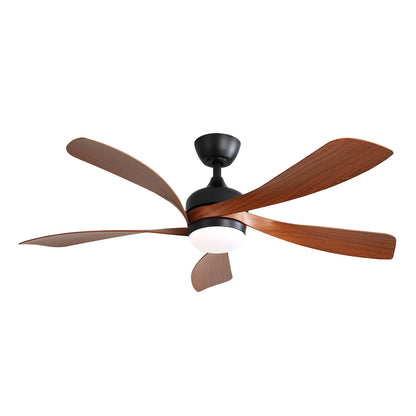 52 Inch Indoor Ceiling Fan With 3 Color Dimmable 5 ABS Blades Remote Control Reversible DC Motor Black With Led Light