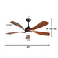 52 Inch Indoor Ceiling Fan With 3 Color Dimmable 5 ABS Blades Remote Control Reversible DC Motor Black With Led Light