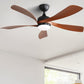 52 Inch Indoor Ceiling Fan With 3 Color Dimmable 5 ABS Blades Remote Control Reversible DC Motor Black With Led Light