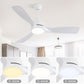 54 Inch ABS Ceiling Fan With LED Light, 3CCT Dimmable 6 Speed Fans With Smart Remote Control