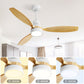 52 Inch 3CCT Ceiling Fan With LED Light, 3 Solid Wood Blades Remote Control Reversible DC Motor