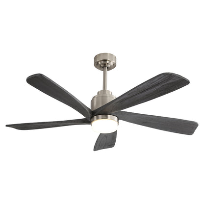 52 Inch Ceiling Fan With Dimmable 3CCT 18W LED Light, 5 Solid Wood Blades Remote Control  Reversible DC Motor