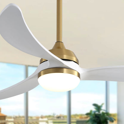 52 Inch Indoor Ceiling Fan With Lights, 3CCT 18W Dimmable Led Indoor Lighting 3 Solid Wood Blades Fans with Remote Control