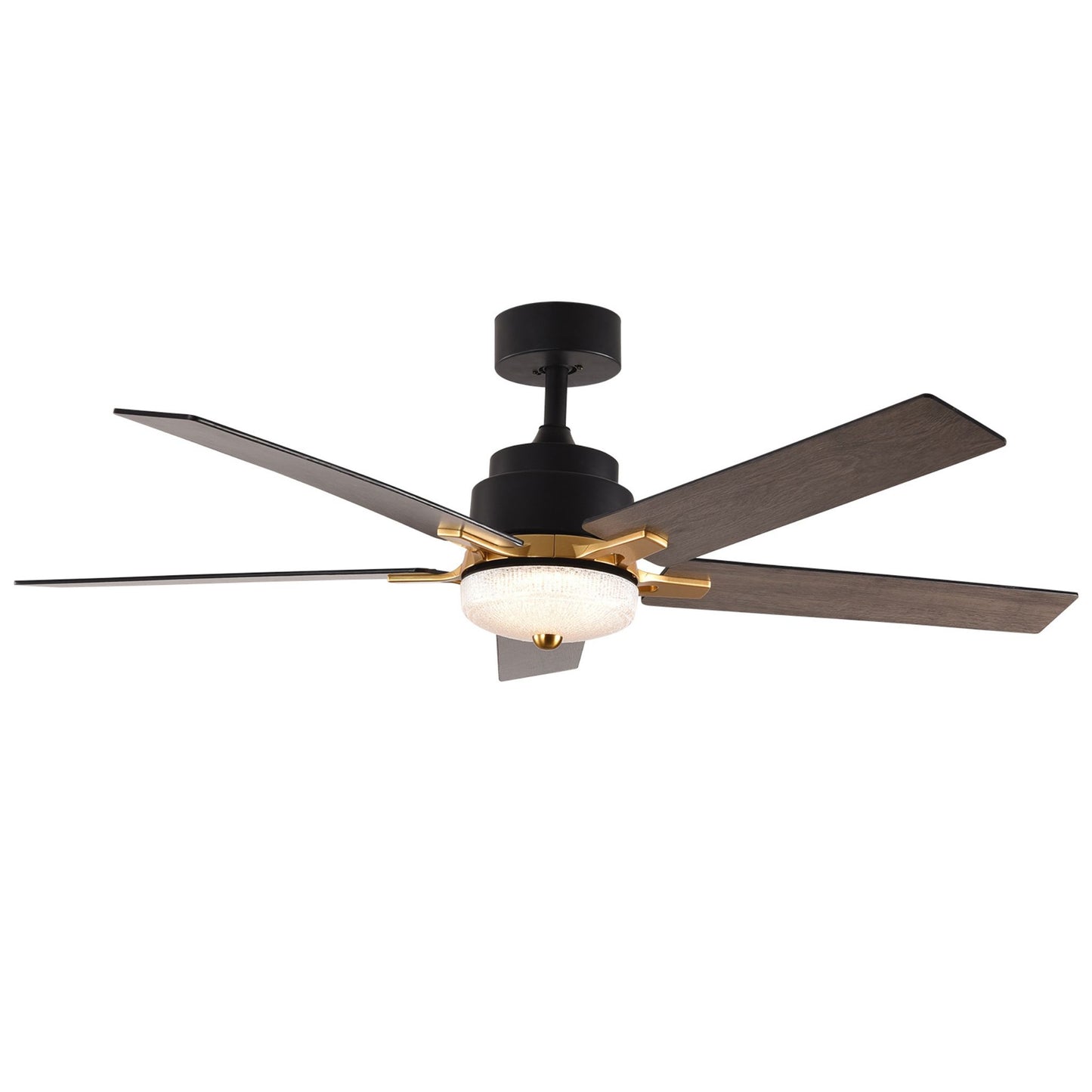 52 Inch Downrod Ceiling Fans with Lights and Remote Control, Modern Outdoor Indoor Black 5 Blades LED Lights Smart Ceiling Fans for Bedroom, Living Room, and Patios