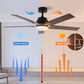 52 Inch Downrod Ceiling Fans with Lights and Remote Control, Modern Outdoor Indoor Black 5 Blades LED Lights Smart Ceiling Fans for Bedroom, Living Room, and Patios