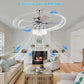 52-in Farmhouse Glass Shade 5-Blade Reversible Ceiling Fan with Light Kit and Remote - 52 Inches For Bedroom ,Living Room