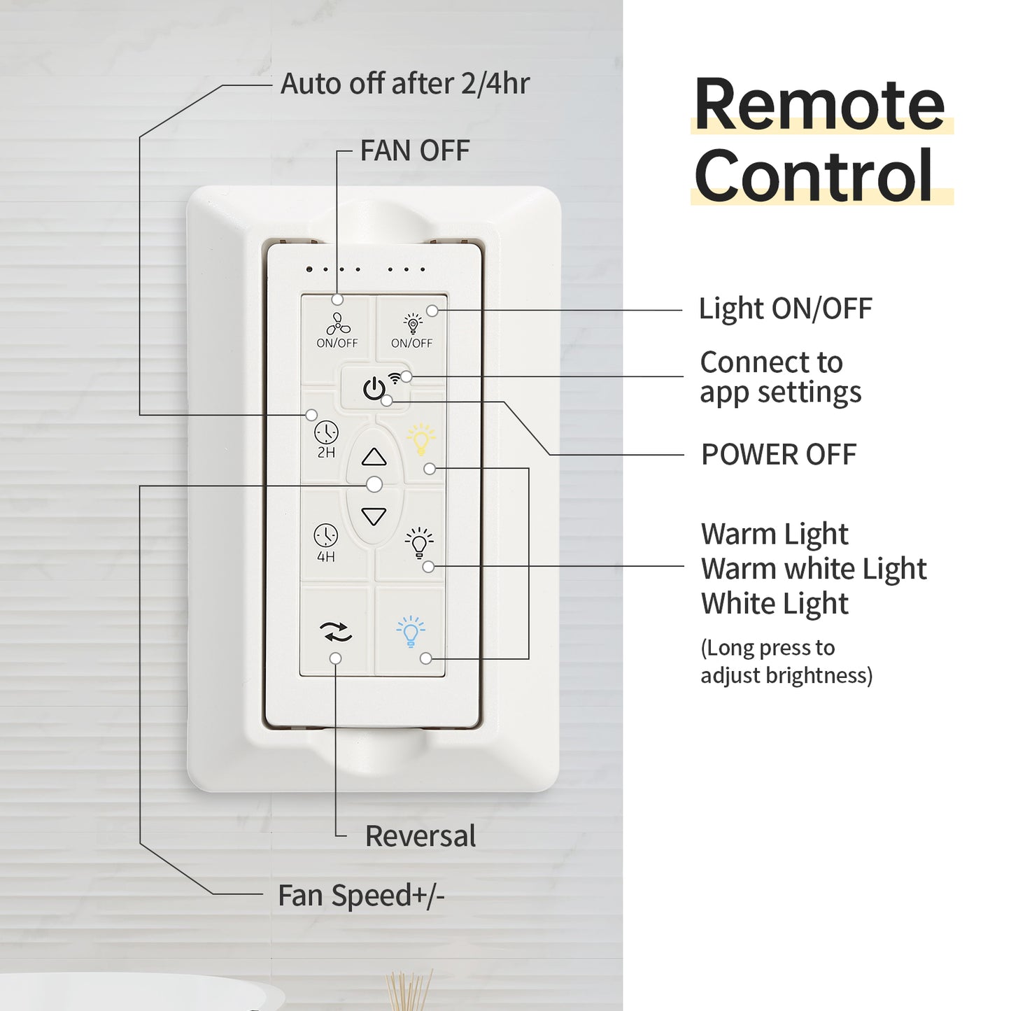 52 Inch Ceiling Fan With Dimmable 3CCT 18W LED Light, 5 Solid Wood Blades Remote Control  Reversible DC Motor