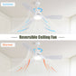 54 Inch ABS Ceiling Fan With LED Light, 3CCT Dimmable 6 Speed Fans With Smart Remote Control