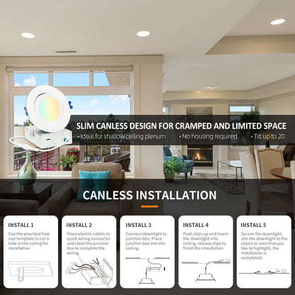 4 Inch Round Gimbal Canless Ultra Slim Downlight