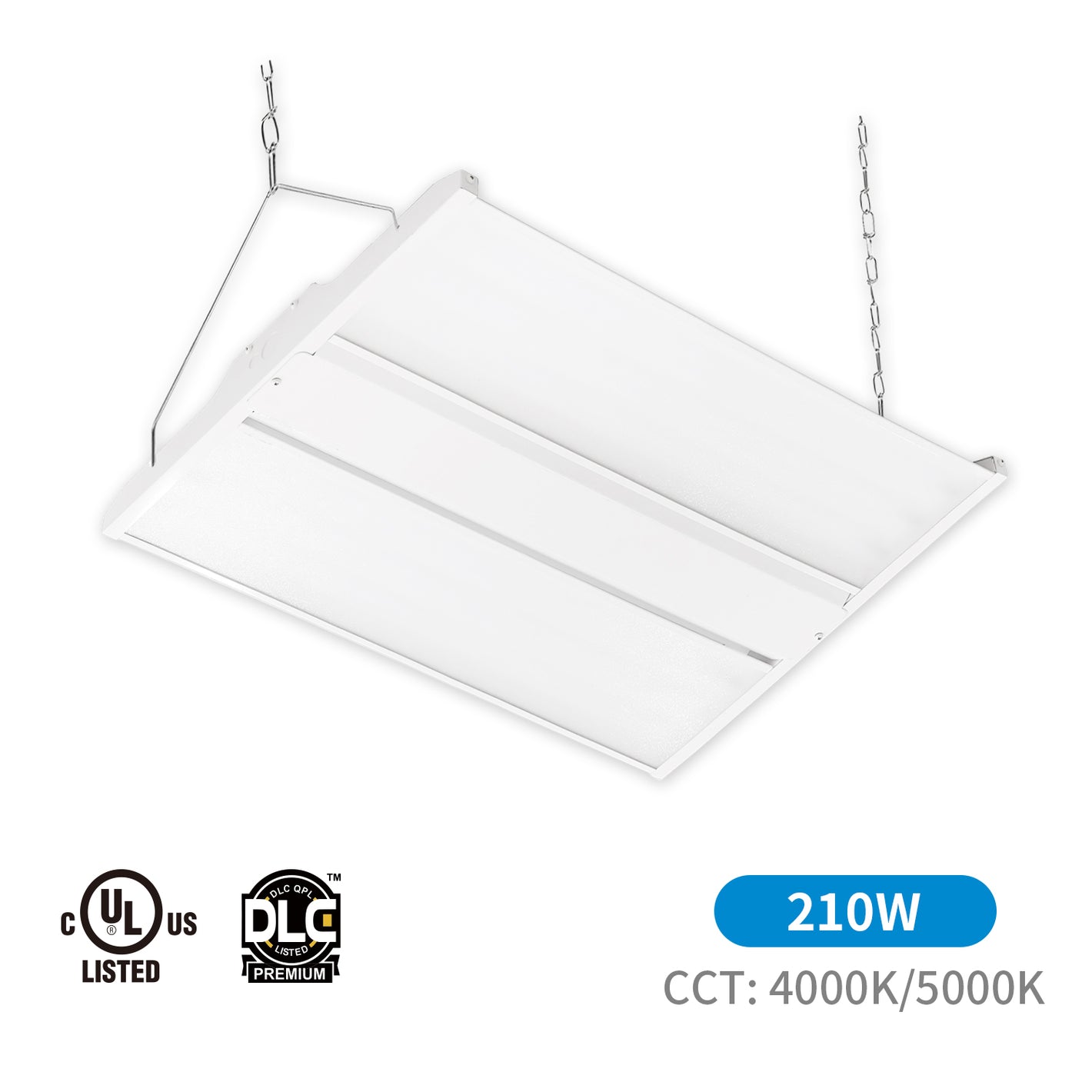 Led Twin Panel Linear High Bay, 2FT, 210W , 28350 Lumens ,Selectable CCT