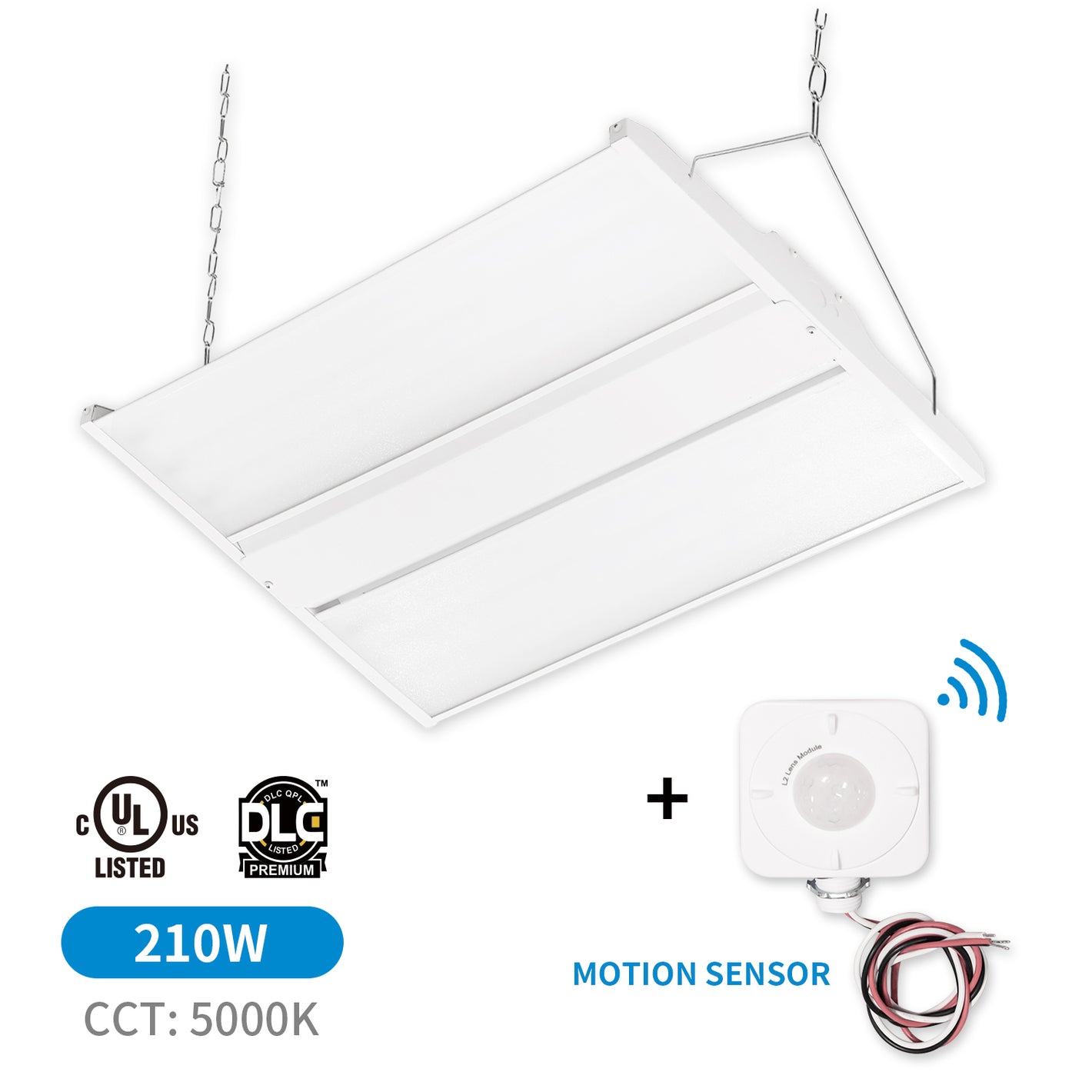 Led Linear Twin Panel High Bay with Motion Sensor,2FT,210W