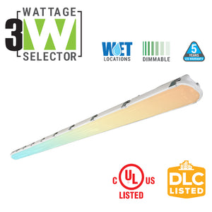 8Ft Led Vapor Tight Light , 65W/75W/90W ,Selectable Wattage & CCT , Up to 11700 Lumens