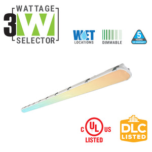 4Ft Led Vapor Tight Light , 34W/38W/45W ,Selectable Wattage & CCT , Up to 5850 Lumens