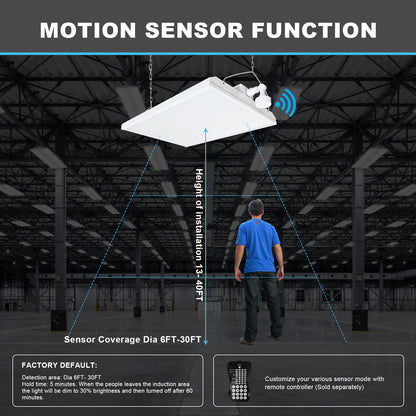 2FT 155W LED Linear Highbay 5000K/20925Lumens with Motion Sensor