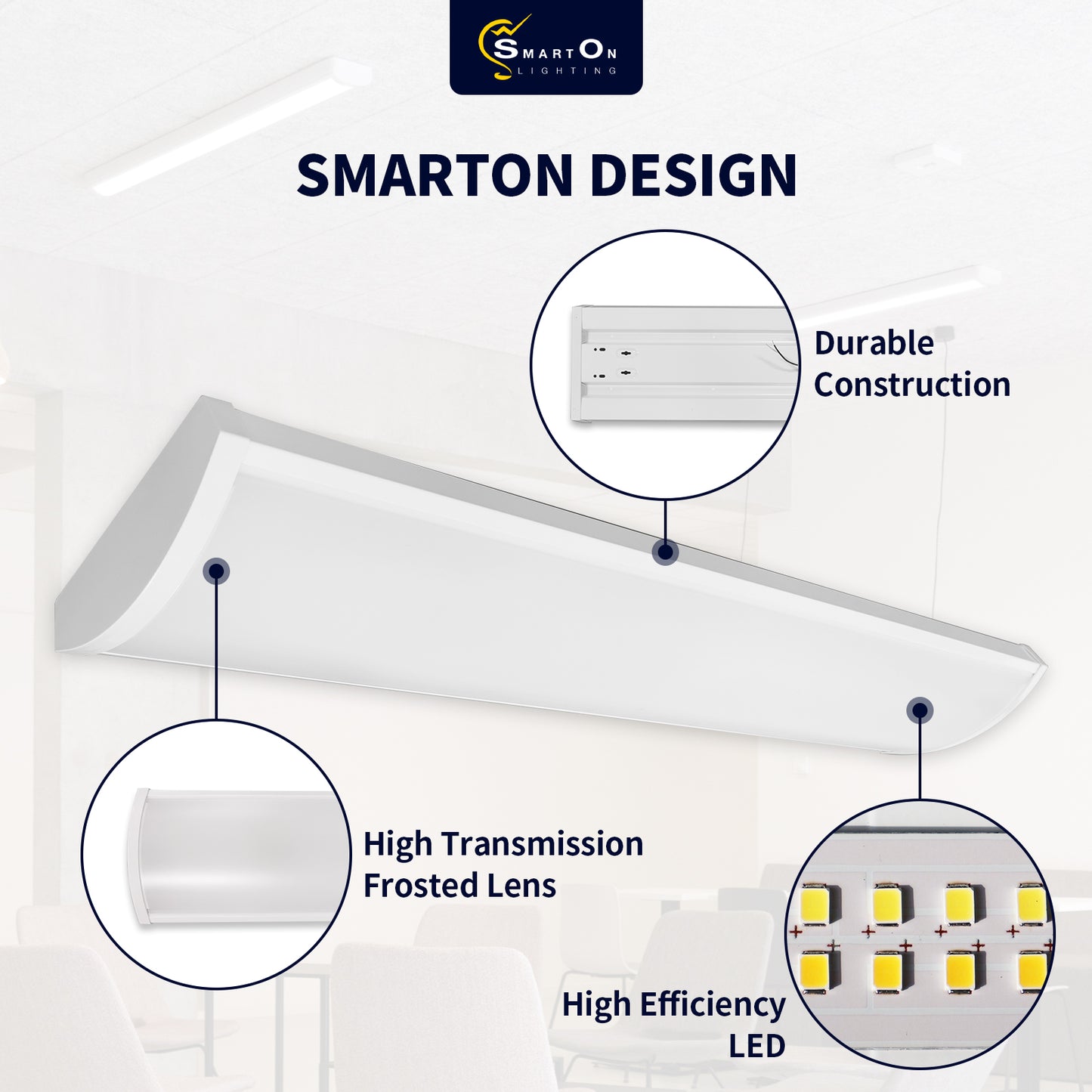 4 ft. LED Wraparound Light is designed to replace any outdated fluorescent light with crystal clear energy-efficient integrated LED fixture