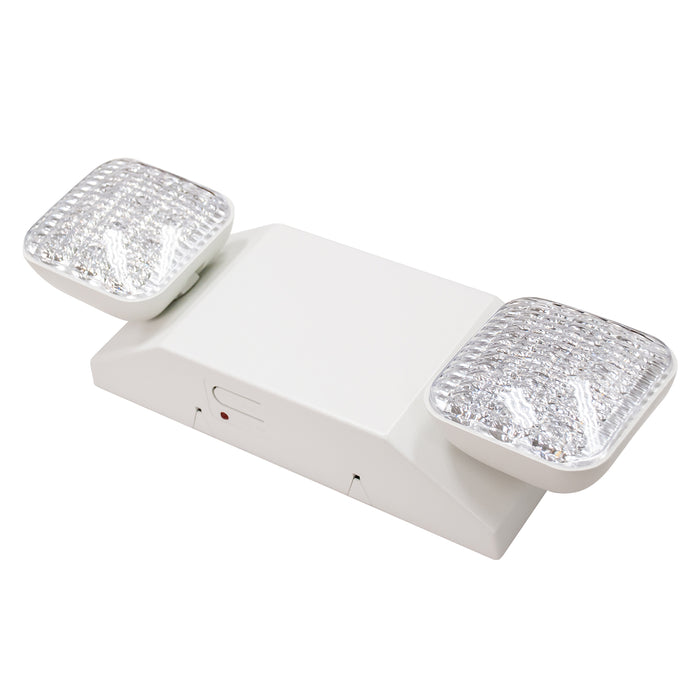 Led Emergency Commercial Light,Two Adjustable Square Lights ,White Emergency Lighting Fixtures withBackup Battery
