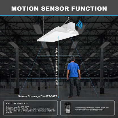 2FT 210W LED Linear Highbay 5000K/28350Lumens with Motion Sensor