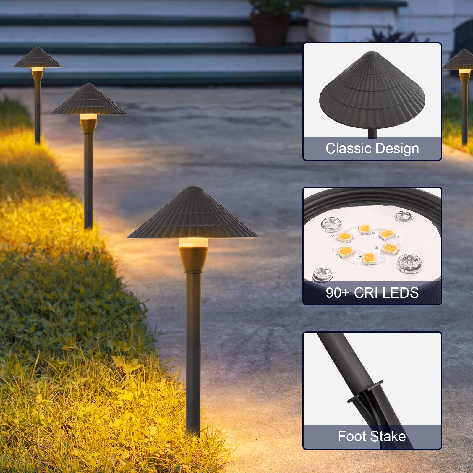 low voltage patio umbrella lights 3W Landscape Lighting,IP65 Waterproof Outdoor Pathway Light,CRI 90