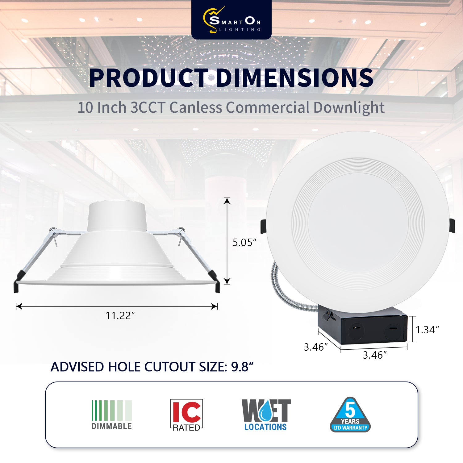 5 years warranty led recessed down lighting