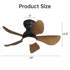 29 Inch Low Profile Flush Mount Ceiling Fan with Light Reversible Motor Remote Control