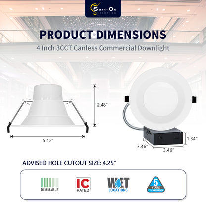 4 Inch Round Baffle Trim Commercial Canless Downlight