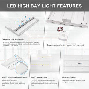 MW 2 ft. LED Twin Panel ECO Linear High Bay Fixture ,28,350 Lumens,210 Watts,5000K,120-277V