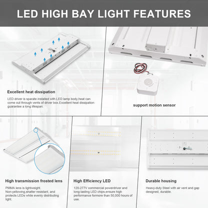 2FT 210W LED Linear Highbay 5000K/28350Lumens with Motion Sensor