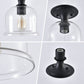 Modern Semi Flush Mount Lights with Clear Glass Shade, Industrial Close to Ceiling Lighting fixture for Hallway, Kitchen, Bedroom